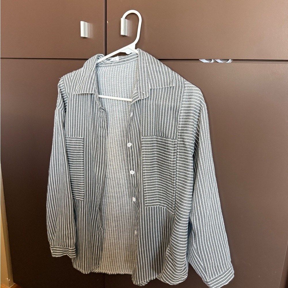 Striped Men's Shirt - Black and White